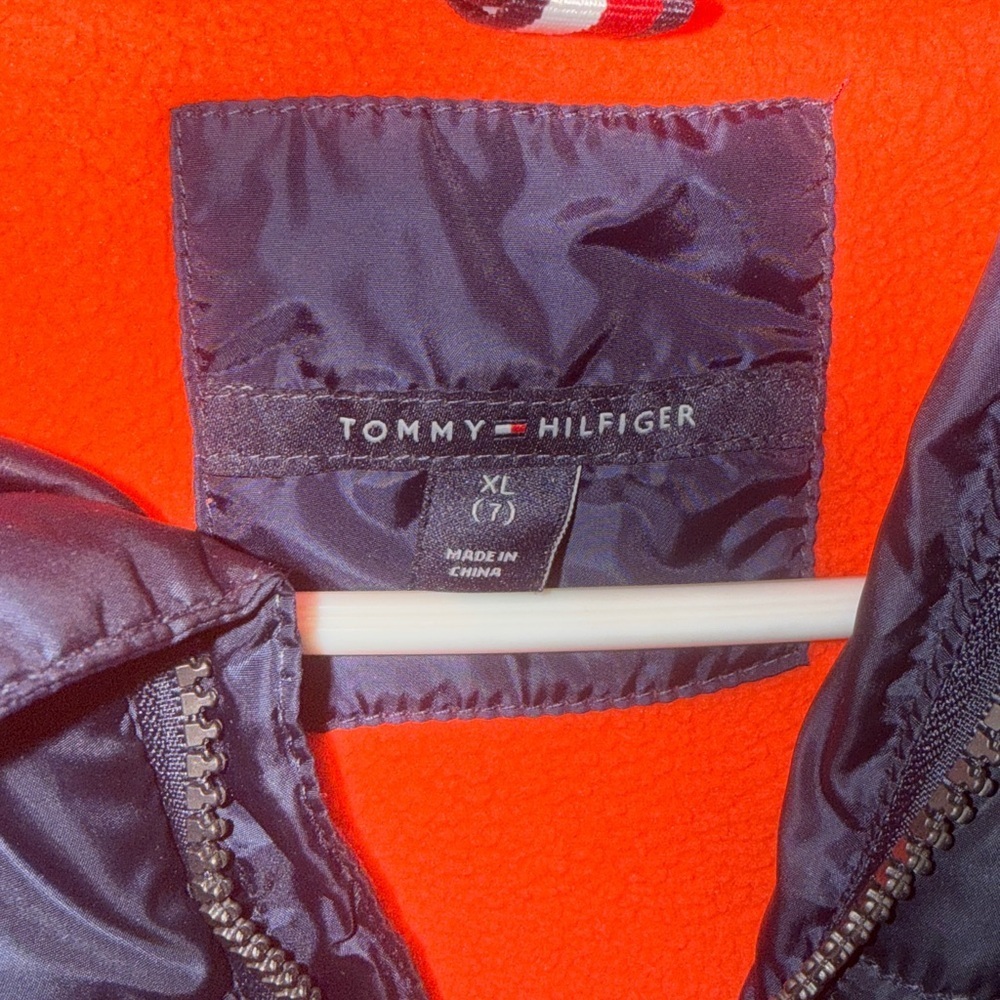 Tommy Hilfiger Navy and Orange Kids Puffer Jacket - Picture 3 of 6
